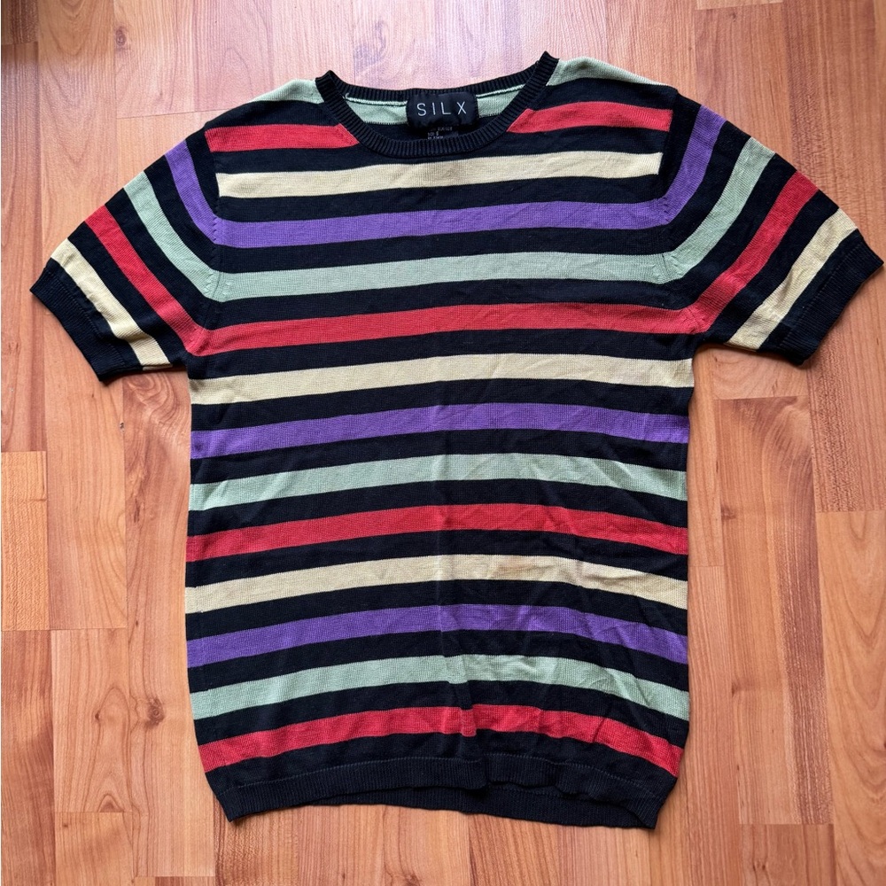 Silx by August Silk Multicolor Striped Top